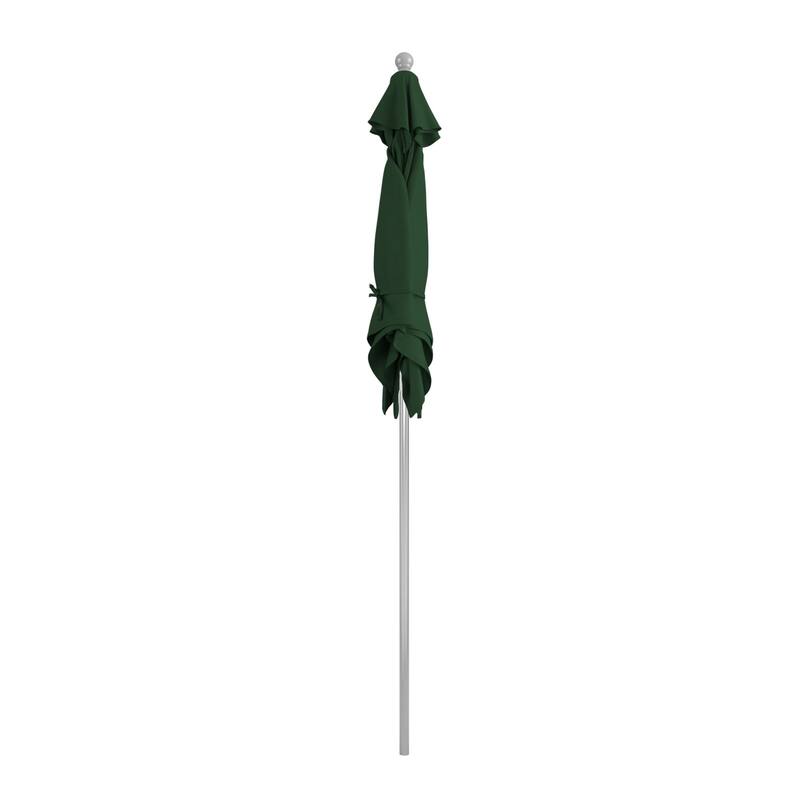 California Umbrella 6' Sq. Aluminum Frame, Fiberglass Rib Patio Umbrella, Push Open, Anodized Sliver Finish, Sunbrella Fabric