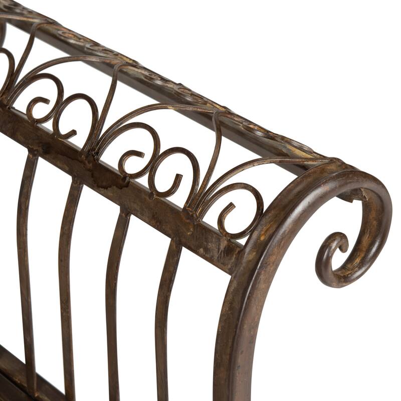 SAFAVIEH Outdoor Kyara Victorian Iron 52-inch Bench - 52Wx16Dx26H
