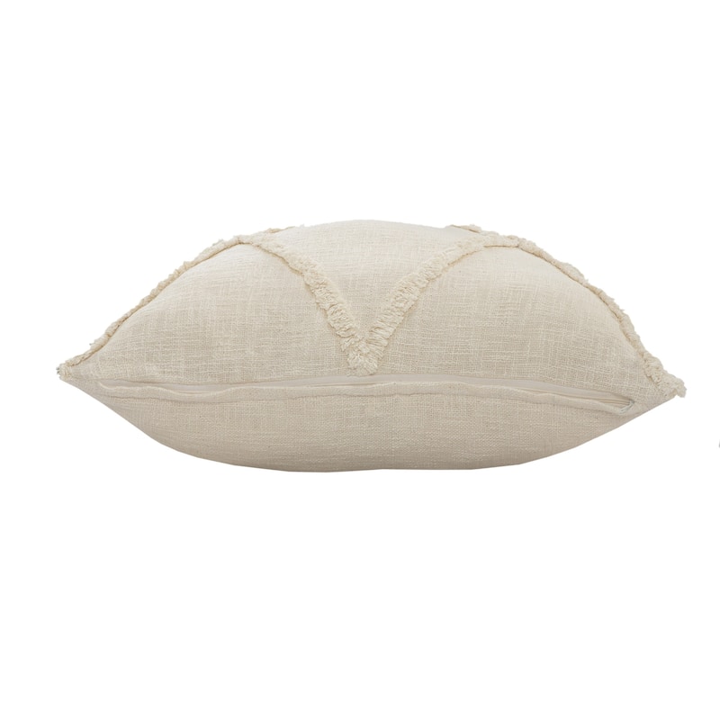 HomeRoots 20" X 20" Ivory 100% Cotton Zippered Pillow