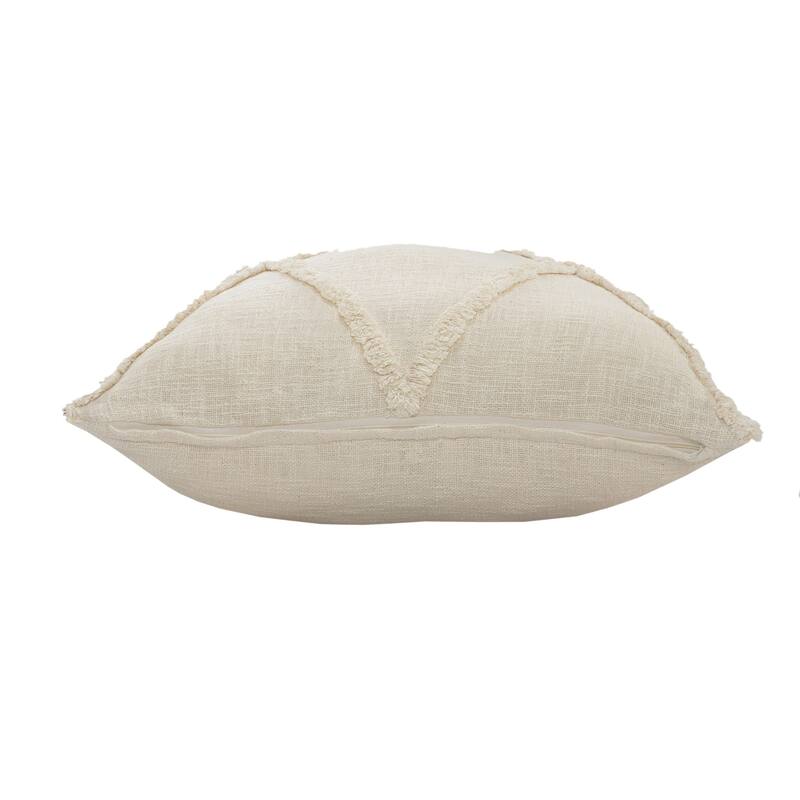 HomeRoots 26" X 26" Ivory 100% Cotton Zippered Pillow