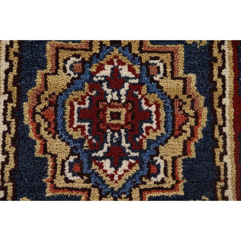 Traditional Heriz Serapi Accent Rug Hand-Knotted Blue Wool Carpet - 2'0" x 3'0"