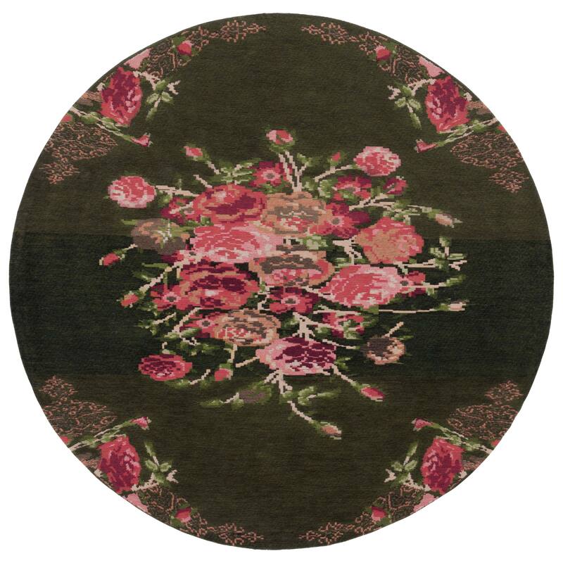 SAFAVIEH Classic Vintage Boho Edona Oriental Cotton Rug - 6' Round - Green/Red