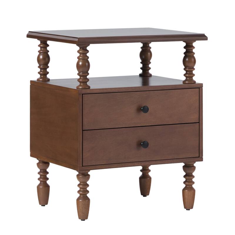 Walker Edison Easy Assembly Solid Wood 2-Drawer Nightstand