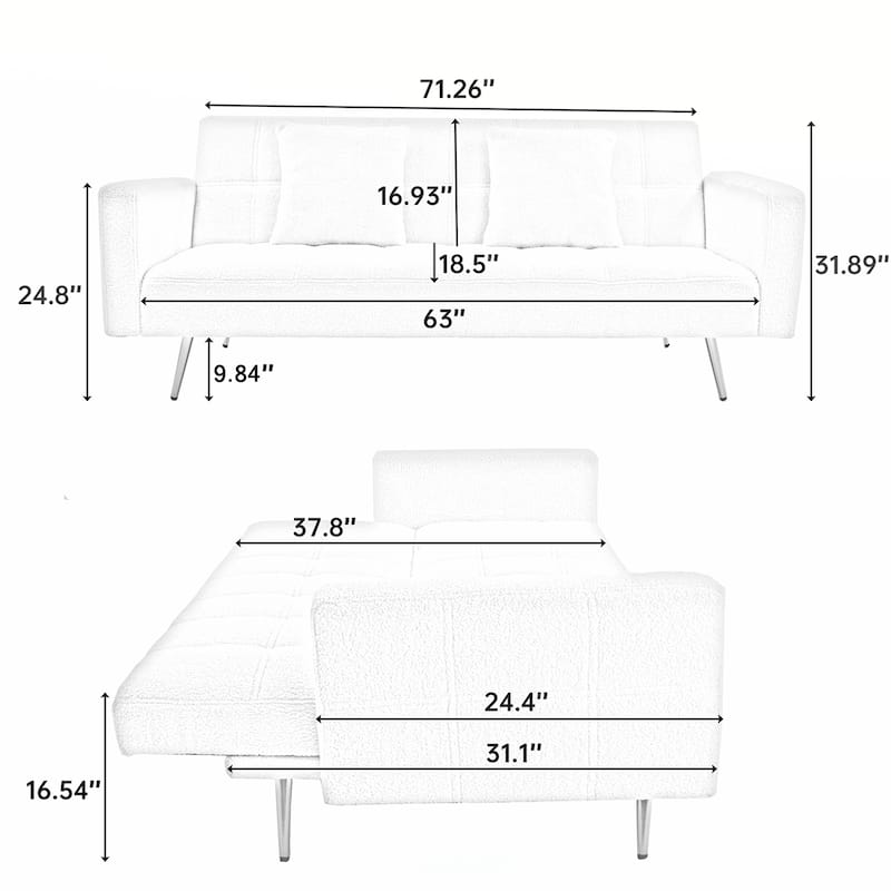 Teddy Sofa Bed With Two Pillows