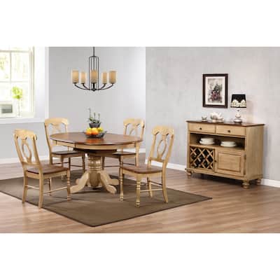 Extendable Dining Set - 6 Piece Table & Server - Round or Oval Butterfly Leaf Design