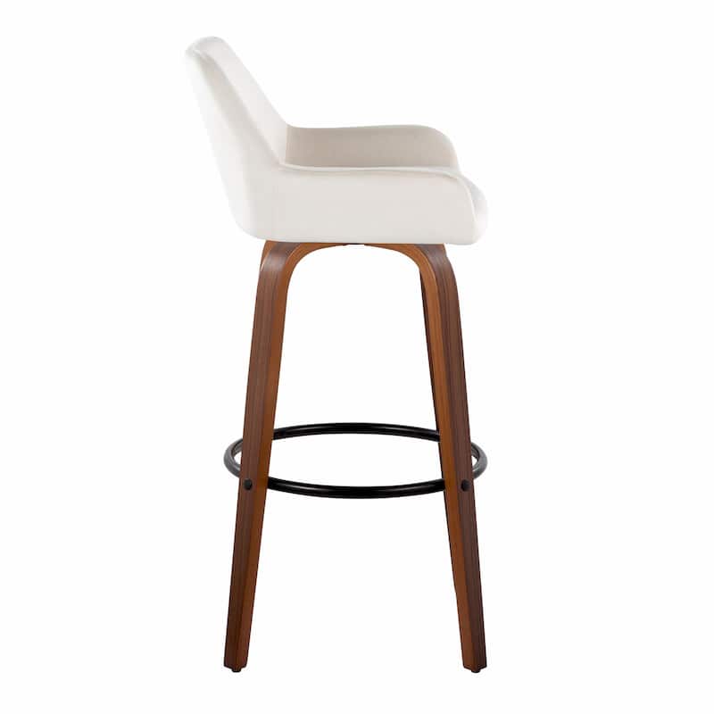 Porch & Den Galotti 30" Fixed-Height Bar Stool with Bent Wood Legs & Round Footrest (Set of 2)