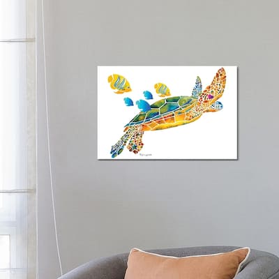 iCanvas "Sea Turtle With Fish" by Jo Lynch Canvas Print