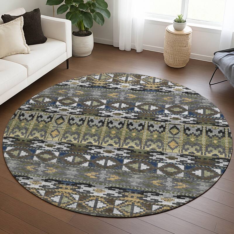 Machine Washable Indoor/ Outdoor Global Haswell Chantille Rug