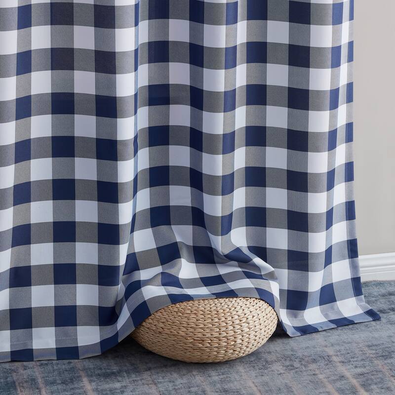 HLC.me Hilltop Buffalo Textured Light Filtering Grommet Lightweight Window Curtains Bedroom & Living Room, 2 Panels