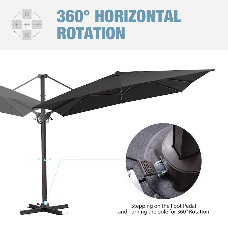VredHom Patio Outdoor 9 x 11 FT Cantilever-Offset Umbrella with HDPE Base