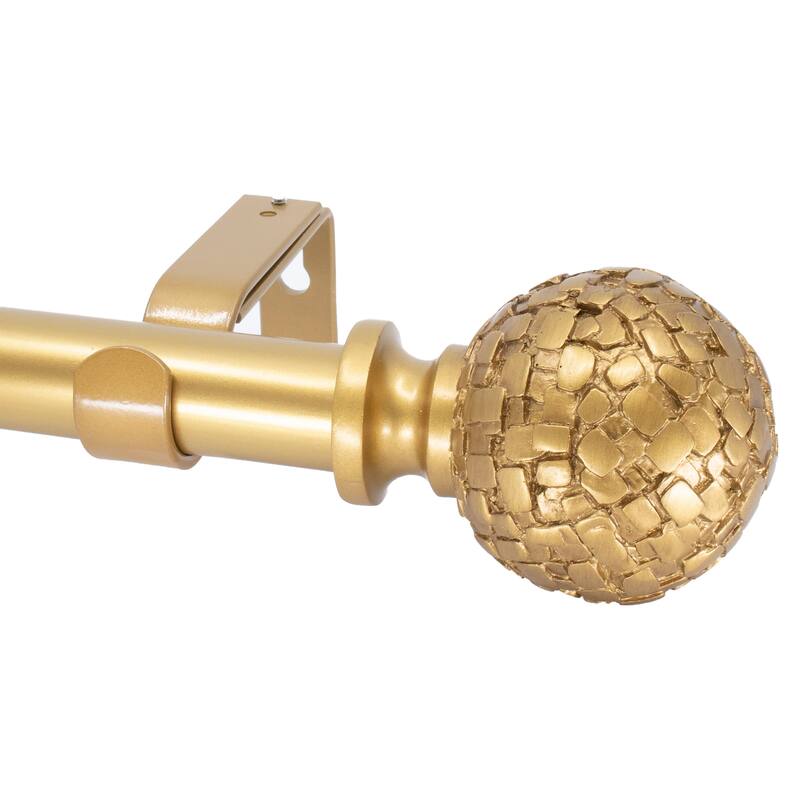 Meriville 1" Diameter Telescoping Single Window Treatment Curtain Rod, Fuso - Royal Gold - 48"-84"