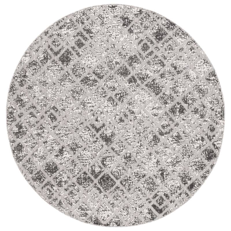 SAFAVIEH Cottage Ioli Transitional Indoor/Outdoor Rug - 6'7" Round - Grey