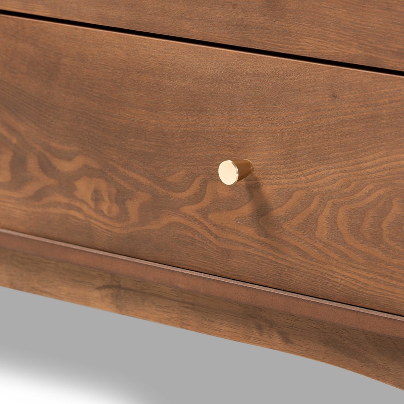 Landis Mid-Century Modern Ash Walnut Finished Wood 6-Drawer Dresser