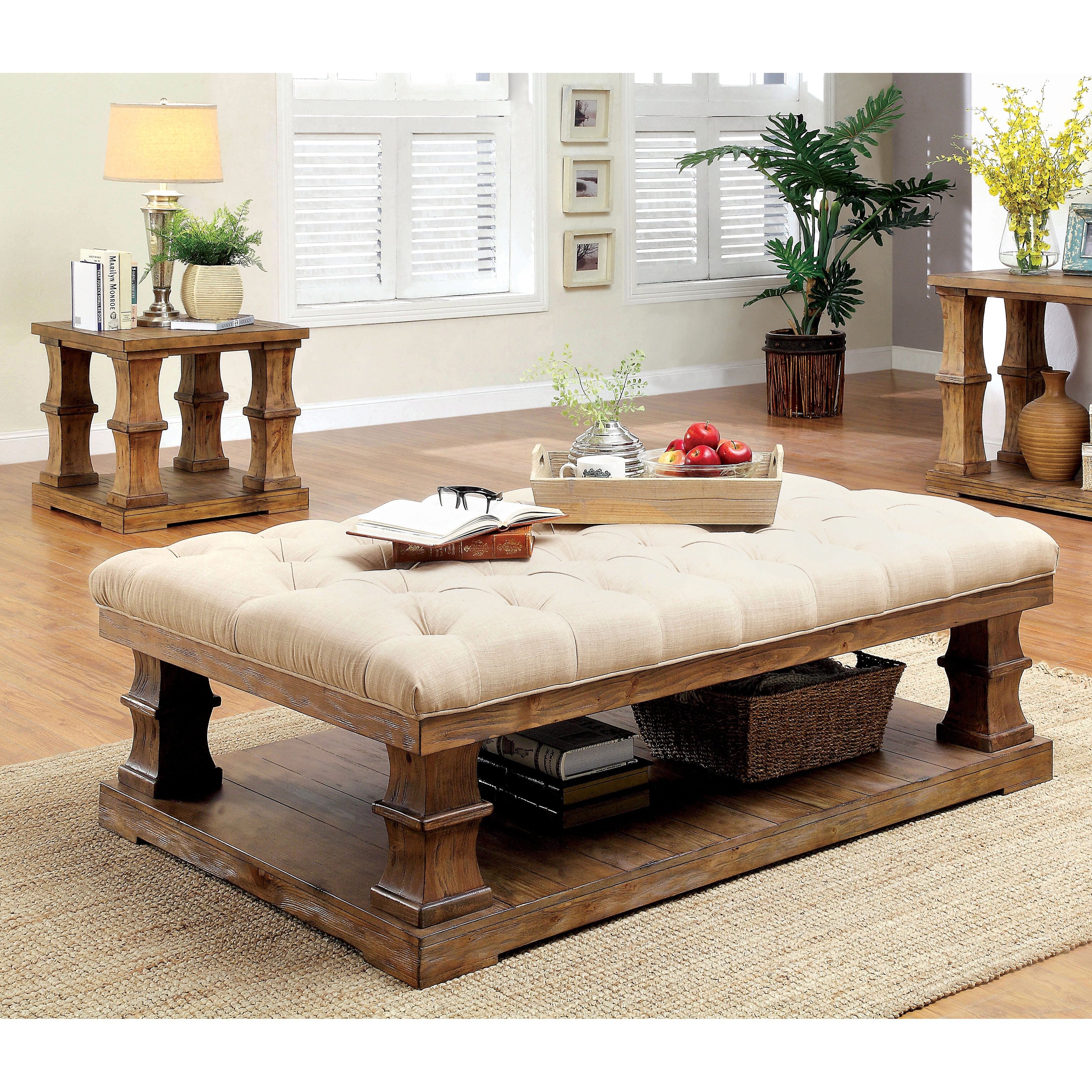 Shop Furniture Of America Kass Rustic Pine 2 Piece Accent Table