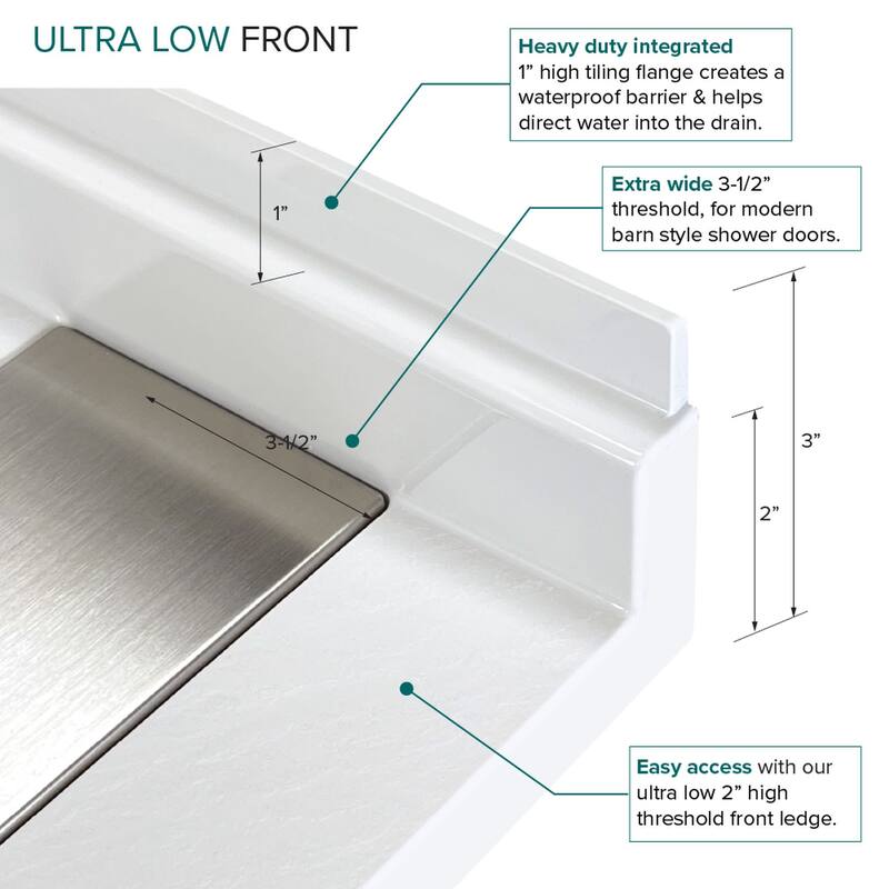 Transolid FTD4836 49-1/2" x 37-1/2" Rectangular Shower Base with