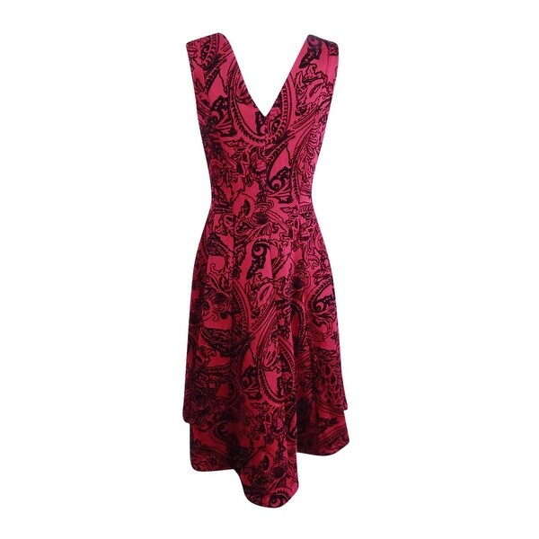 red and black fit and flare dress