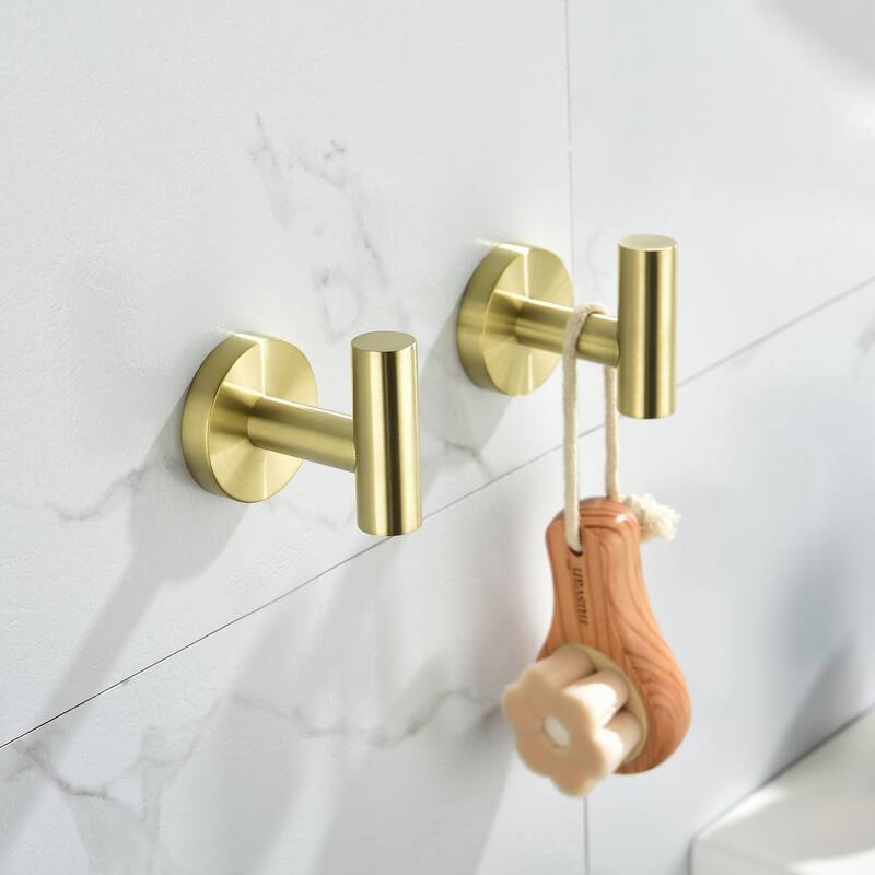 6 Piece Brushed Gold Stainless Steel Wall Mount Bathroom Hardware Set