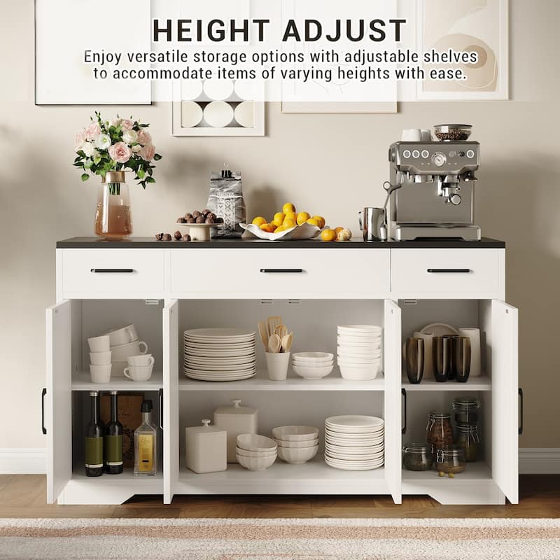 Modern Farmhouse Buffet Cabinet, Kitchen Cabinet with Adjustable Shelf