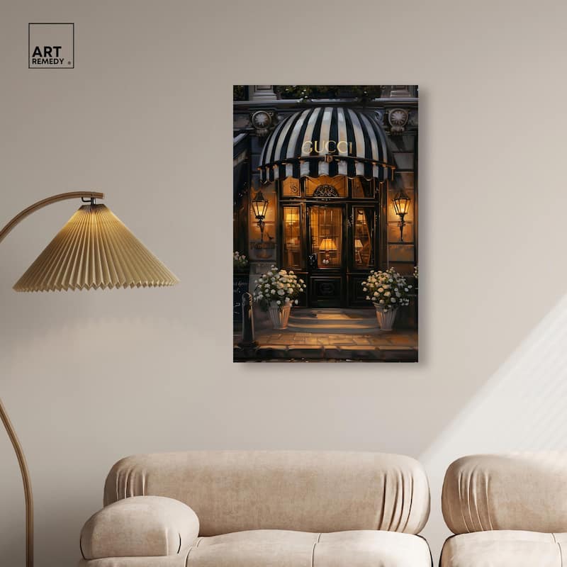 Elegant Night Time Store Visit Canvas by Art Remedy, Gallery Wrapped