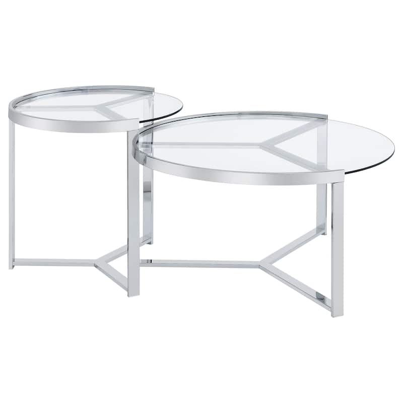 Delia 2-Piece Round Glass Top Nesting Coffee Table