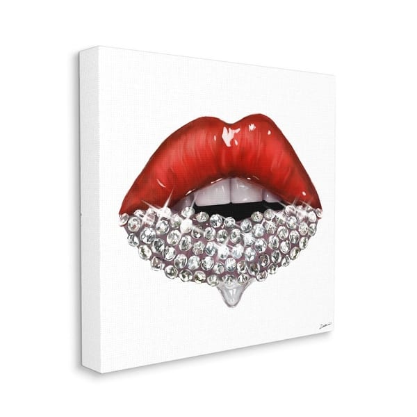 slide 2 of 4, Stupell Industries Red Glam Lips with Glistening Cosmetic Stones Canvas Wall Art 24 x 24