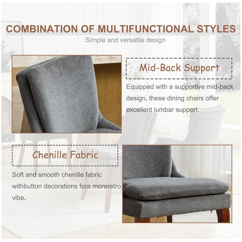 Modern Double-layer Cushioned Dining Chairs Set of 6