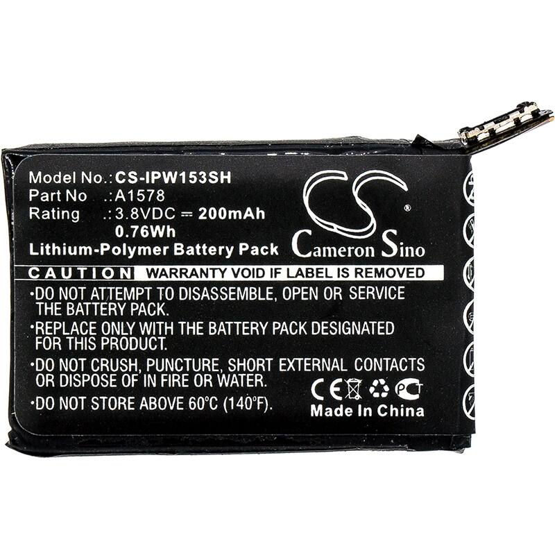 Battery for Apple MJ2X2LL/A MLC62LL/A MJ2T2LL Watch 38mm 42mm A1578 A1553 A1554 - Black