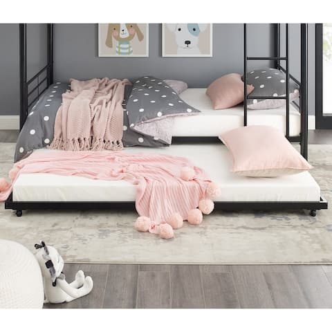 Middlebrook Metal Roll-Out Twin Trundle Bed Frame - Black