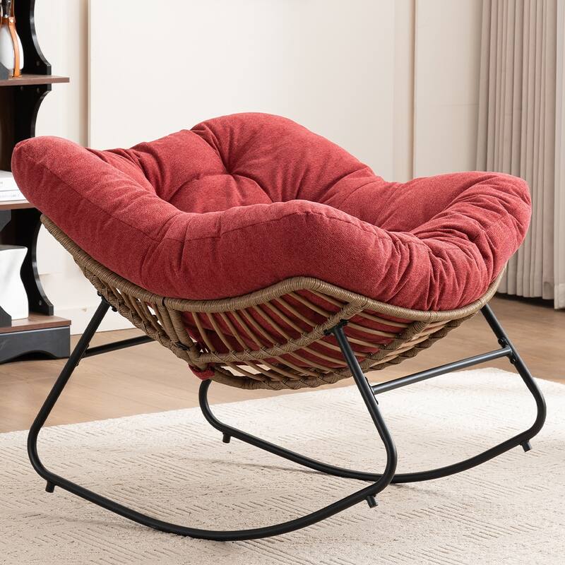 Rocking Chair, Chenille Upholstered Accent Chair, Modern Nursery Rocking Chair for Living Room, Bedroom, Apartment