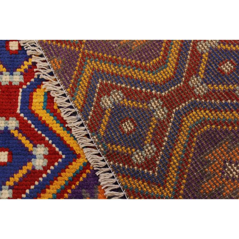 Boho Chic Balochi Sanchez Purple/Blue Hand Knotted Wool Rug - 4'11'' x 6'8''