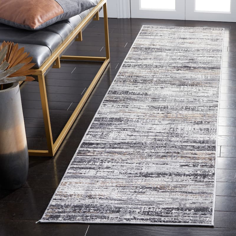SAFAVIEH Shivan Shoko Modern Abstract Rug - 2'2" x 8' Runner - Light Grey/Dark Grey