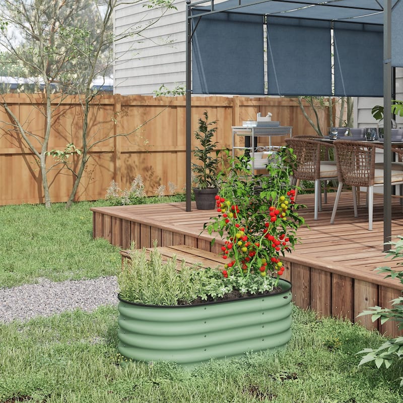 3.5' x 2' x 1.4' Galvanized Raised Garden Bed Kit, Outdoor Metal Elevated Box with Safety Edging, Easy DIY Stock Tank