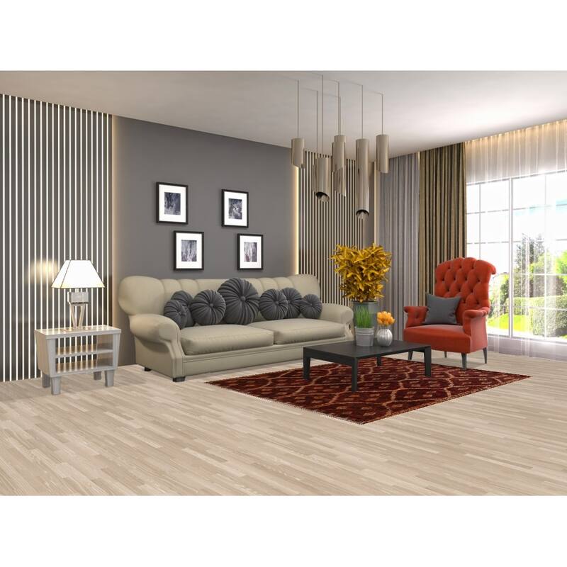 Hand Knotted Oriental 100% Wool Carpet Modern Tribal Red Moroccan Area Rug - 6' 5'' X 4' 8''