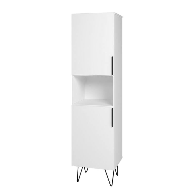 Beekman 17.51 Narrow Bookcase Cabinet with 5 Shelves - White