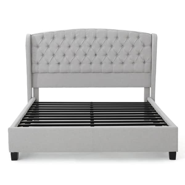 Virago Upholstered Low Profile King Size Platform Bed By Christopher Knight Home Overstock 24262177 Light Gray Dark Brown