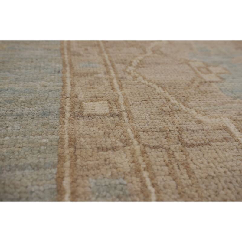 Light Blue Oushak Vegetable Dye Area Rug Handmade Wool Carpet - 8'3"x 9'7"