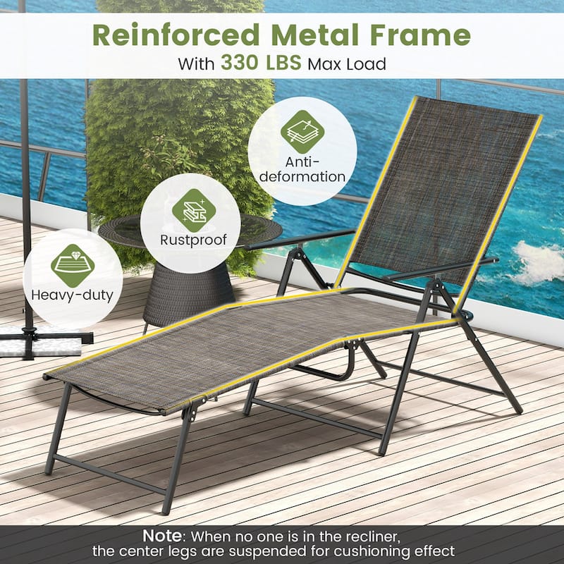 Costway 2 Piece Patio Folding Chaise Lounge Chairs with 6-Level - See Details