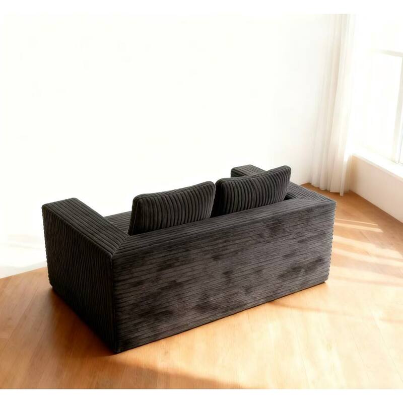 Cloud Loveseat Sofa, 2-Seater Boneless Couch, Deep Seat Corduroy Sofa, Compressed, No Assembly, Memory Foam, Modern Small Couch