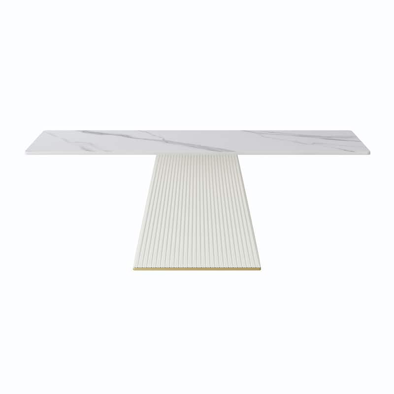 Elegant Faux Marble Dining Table Slate Panel Kitchen Table With Square Pedestal