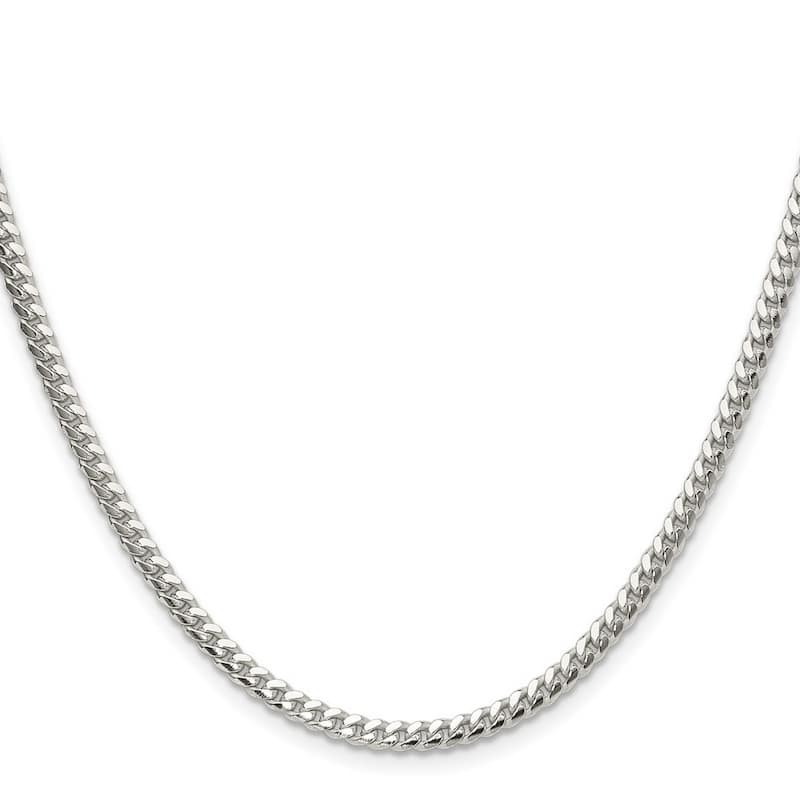 Curata 925 Sterling Silver Polished 3.4mm Domed Curb Chain Necklace for Men