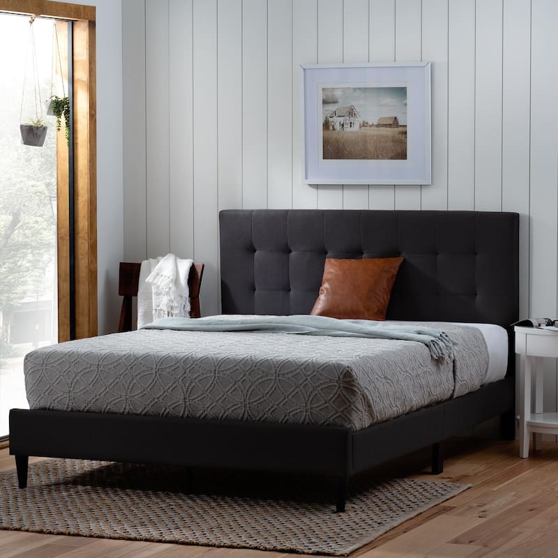 Brookside Tara Square Tufted Upholstered Platform Bed - Charcoal - Full