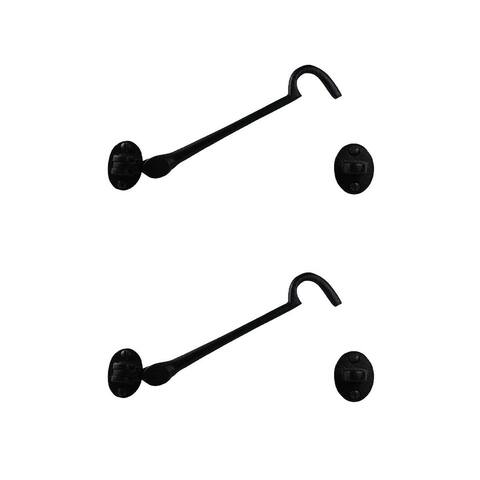 Black Cast Iron Cabin Hook Eye Bolt 6 Long Swivel Style Hook Latches with Screws Pack of 2 Renovators Supply
