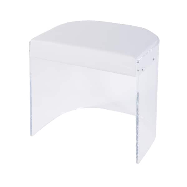 slide 2 of 6, Solara 20 in. Seat Height Acrylic and Upholstered Accent Stool - Clear Acrylic Clear Acrylic