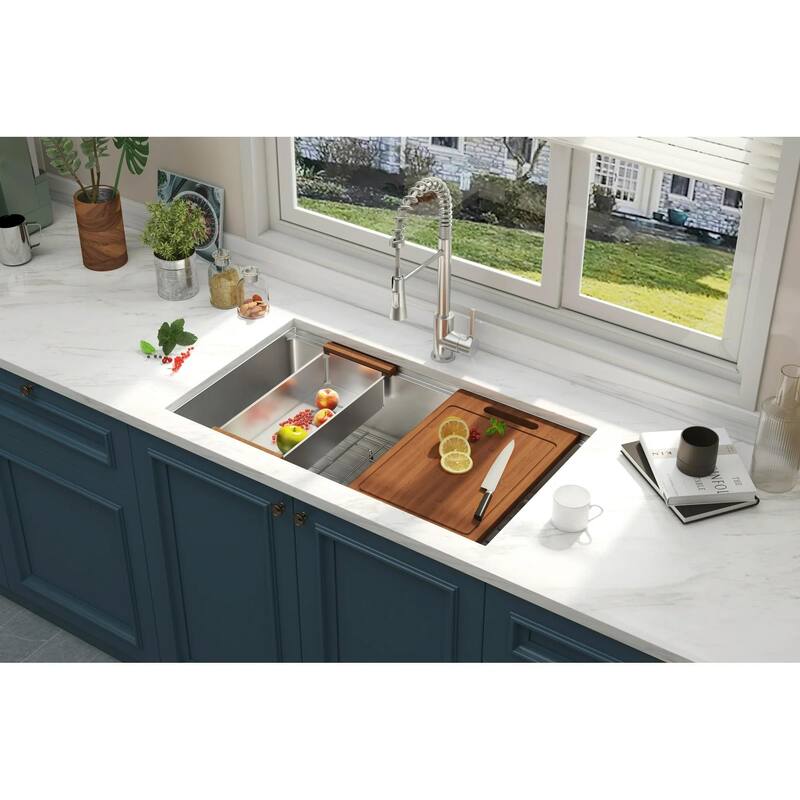 Undermount Workstation Sink Stainless Steel Single Bowl
