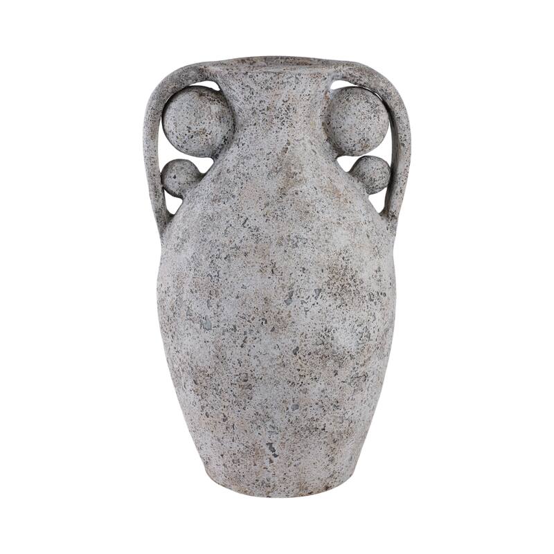 Terracotta Amphora Vase with Orbs Under Handles - Gray, 26"