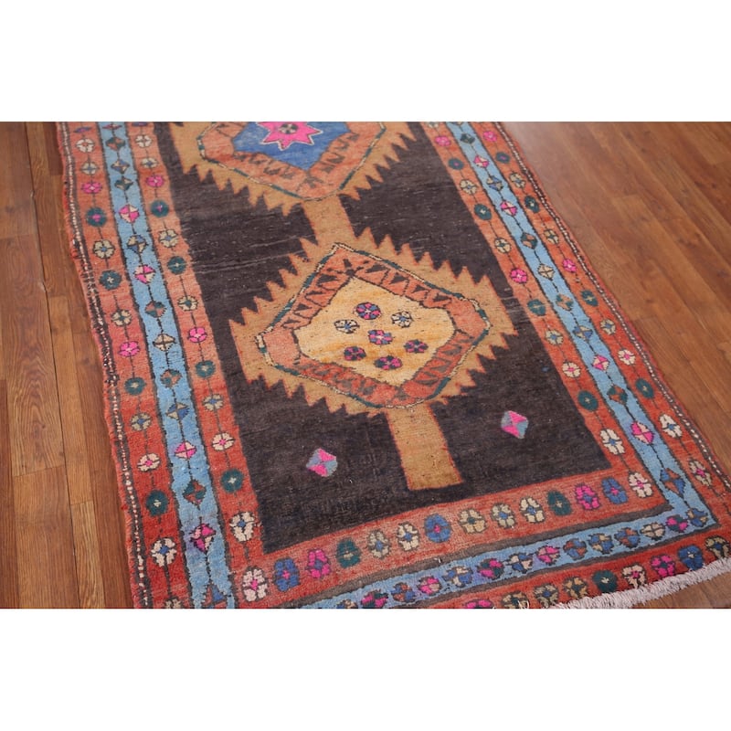 Ardebil Persian Vintage Runner Rug Hand-Knotted Wool Carpet - 3'6" x 13'0"