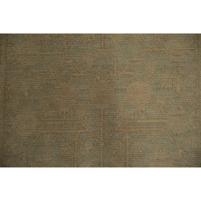 Hand Knotted Oriental 100% Wool Carpet Transitional Floral Beige & Ivories Oushak Runner Rug - 9' 6'' X 2' 8''