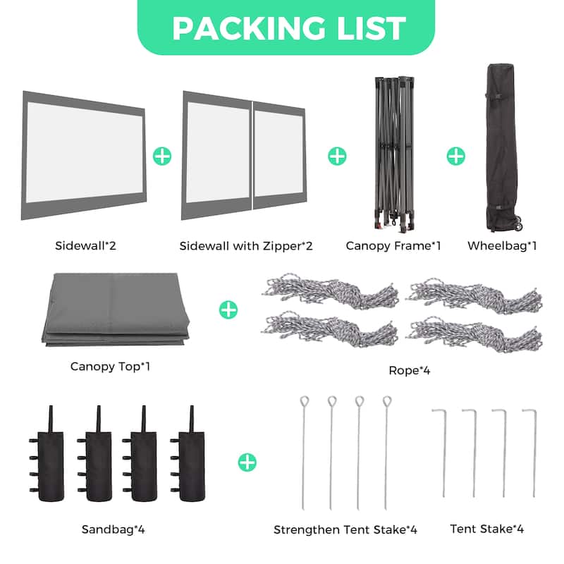 Ainfox 12x12FT Pop Up Canopy Tent with One Push Setup, Gazebo with 4 PVC Transparent Sidewalls