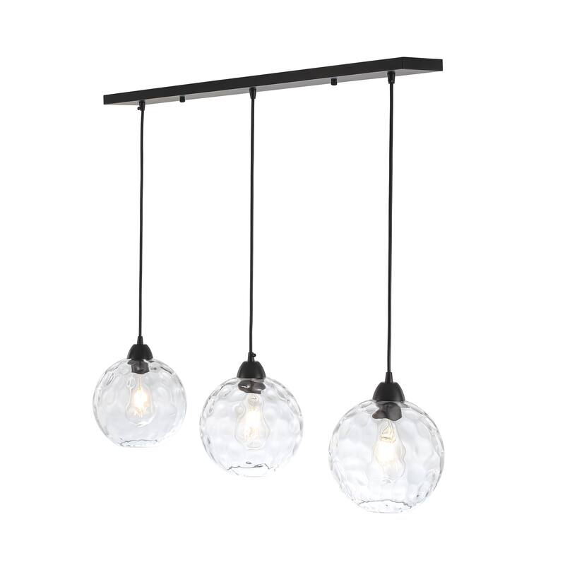 Modern Textured Glass Globe Pendant Light - Matte Black