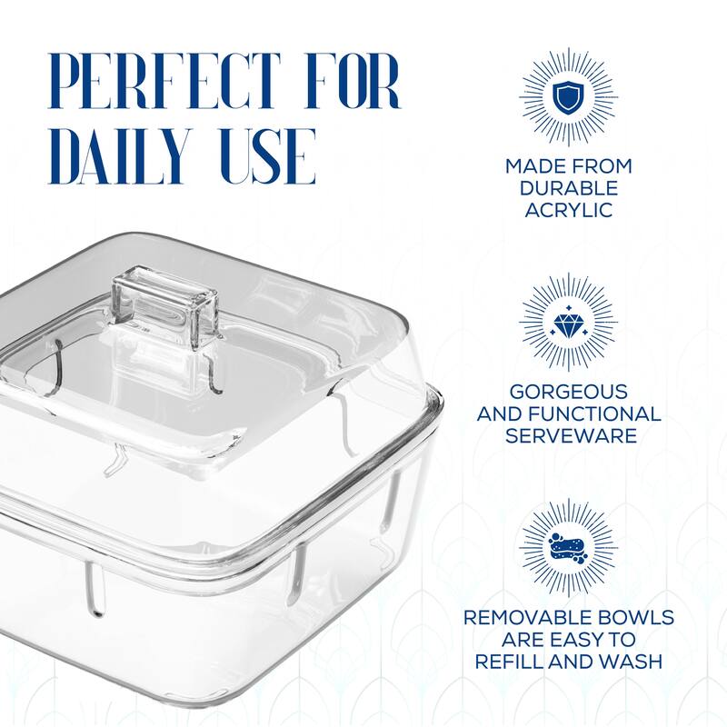 Indigo Blue Acrylic Tray & Clear Dishes With Lids